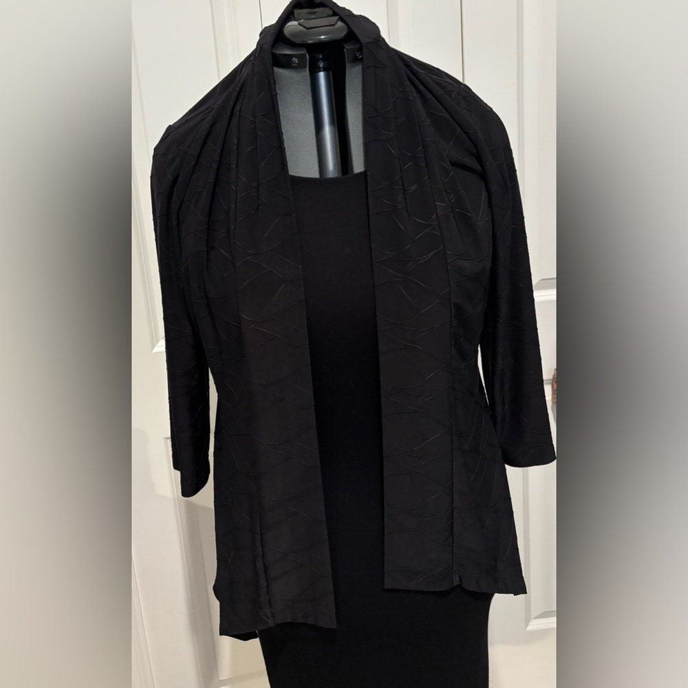 Black Textured Knit Dress Jacket